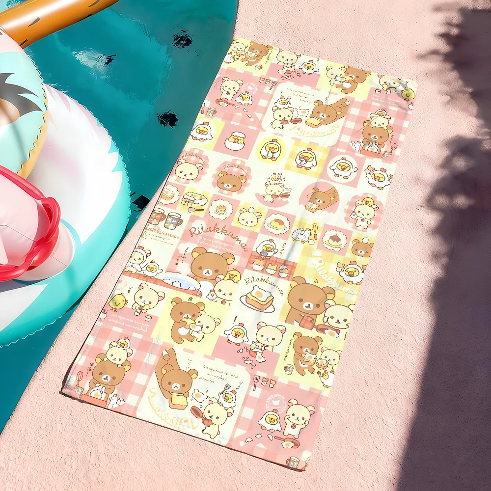 Yellow Anime Cartoon Cute Towel Quick Dry Soft Yoga Swimming Fitness Mountain Climbing R-Rilakkuma-S Large Beach Towels