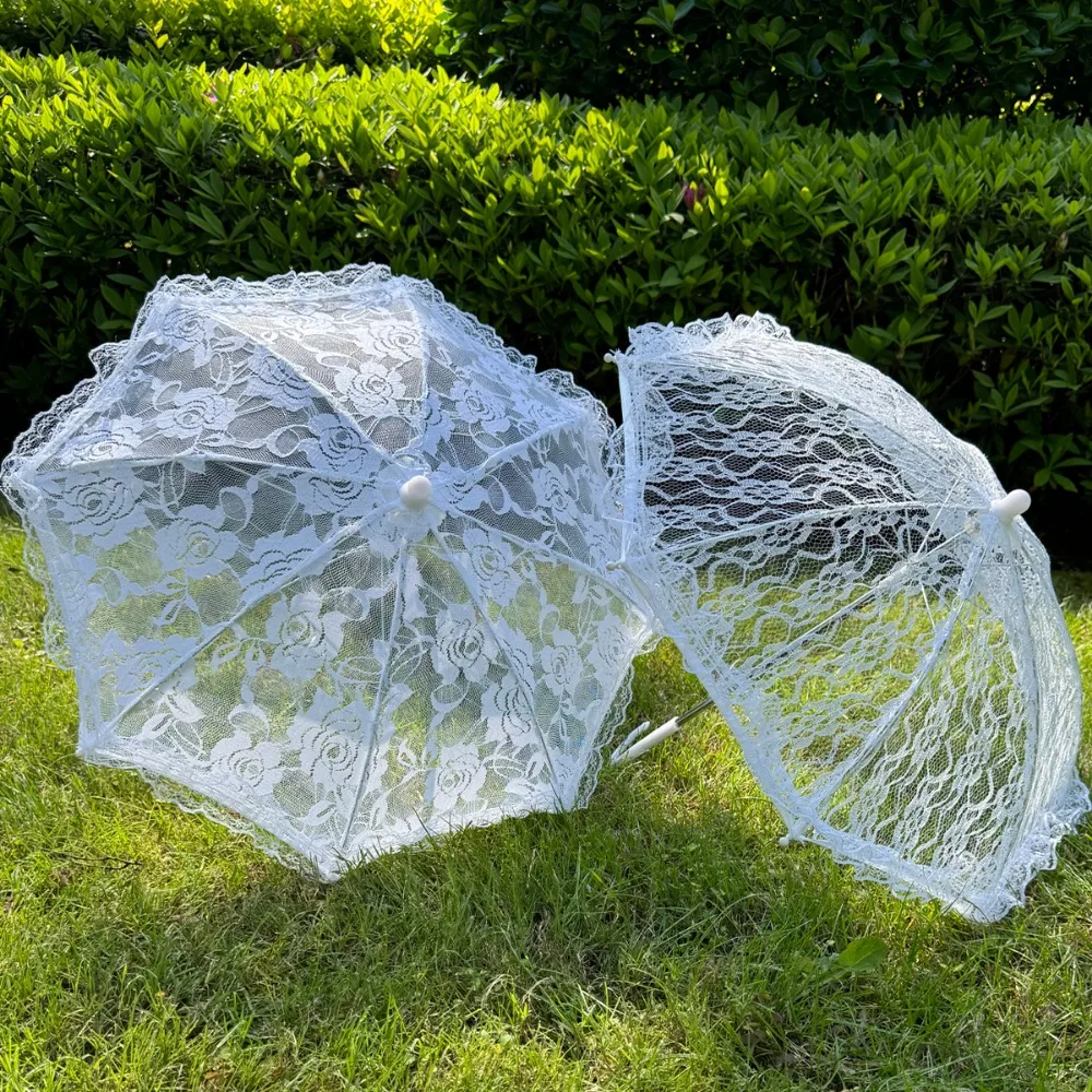 Parasol en dentelle blanche vintage, fournitures de fête d'anniversaire, cadeau de demoiselle d'honneur, accessoires photo, décorations de thé, baby shower, parapluie, 1 pièce