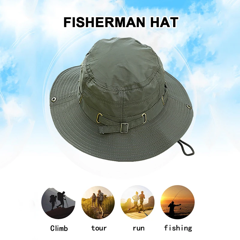 Leisure Fisherman Hat Outdoor Trip Caps Men Beach Fishing Unisex Cap Breathable Round-Rimmed Jungle Hiking Cap