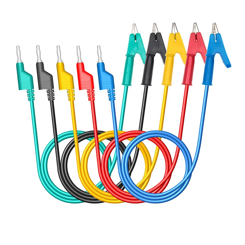 1PCS 20A/1000V 16AWG silicone 4mm Stackable Banana Plug male to Crocodile Alligator Clip Test   Probe Lead Wire Cable