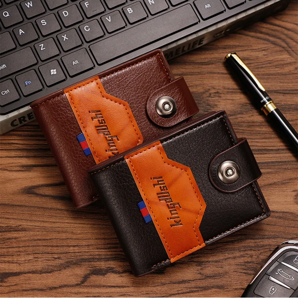 

Large Capacity Bifold Change Bag Magnetic Buckle Anti-Theft PU Leather Card Holder Multi-card Slot Zipper Male Short Wallet