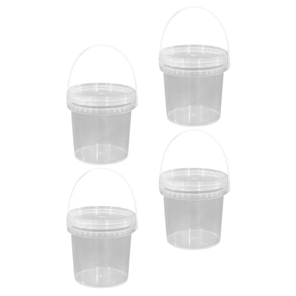 

4pcs Ice Cream Bucket Clear Reusable Containers For Homemade Ice Cream Storage Baking Dessert Shop Sorbet Yogurt