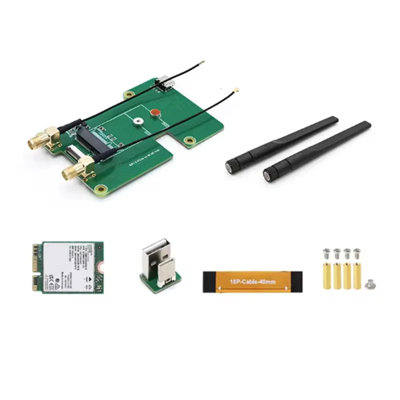 

【Price Drop !!】For NGFF M. 2 E Key Wireless NIC For Raspberry Pi 5 RPI Pcie M. 2 E HAT Expansion Board And BE200 Wifi7 PCI-E Wif