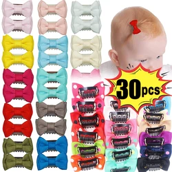 10/30pcs Candy Color Baby Small Bow Hair Clips Safety Ribbon Hair Pins Barrettes Children Girls Kids Hairpin Hair Accessories