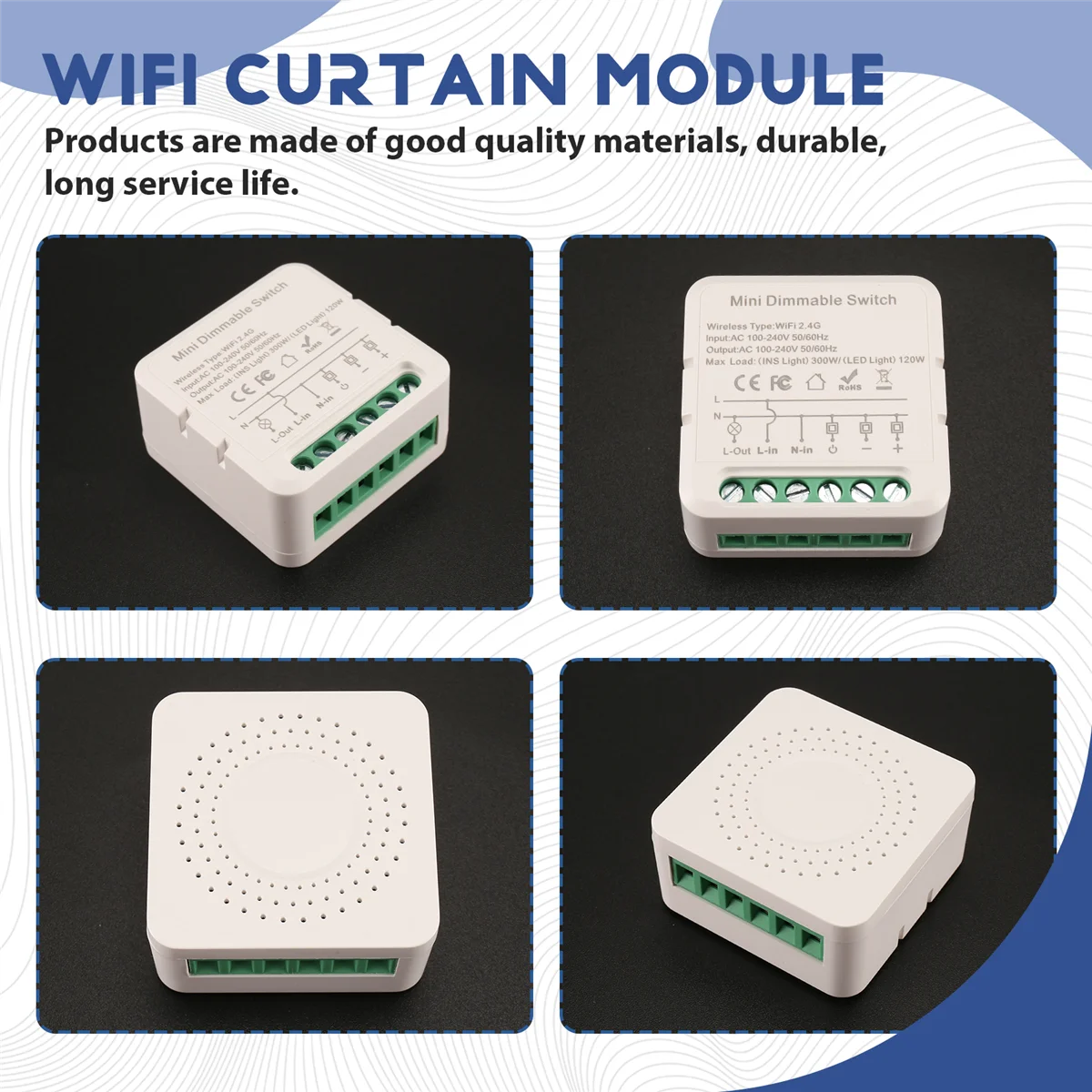 وحدة تبديل المخفتات الذكية AAAL Tuya WiFi تدعم التحكم في اتجاهين وأضواء LED ومفتاح عاكس للضوء مع المنزل