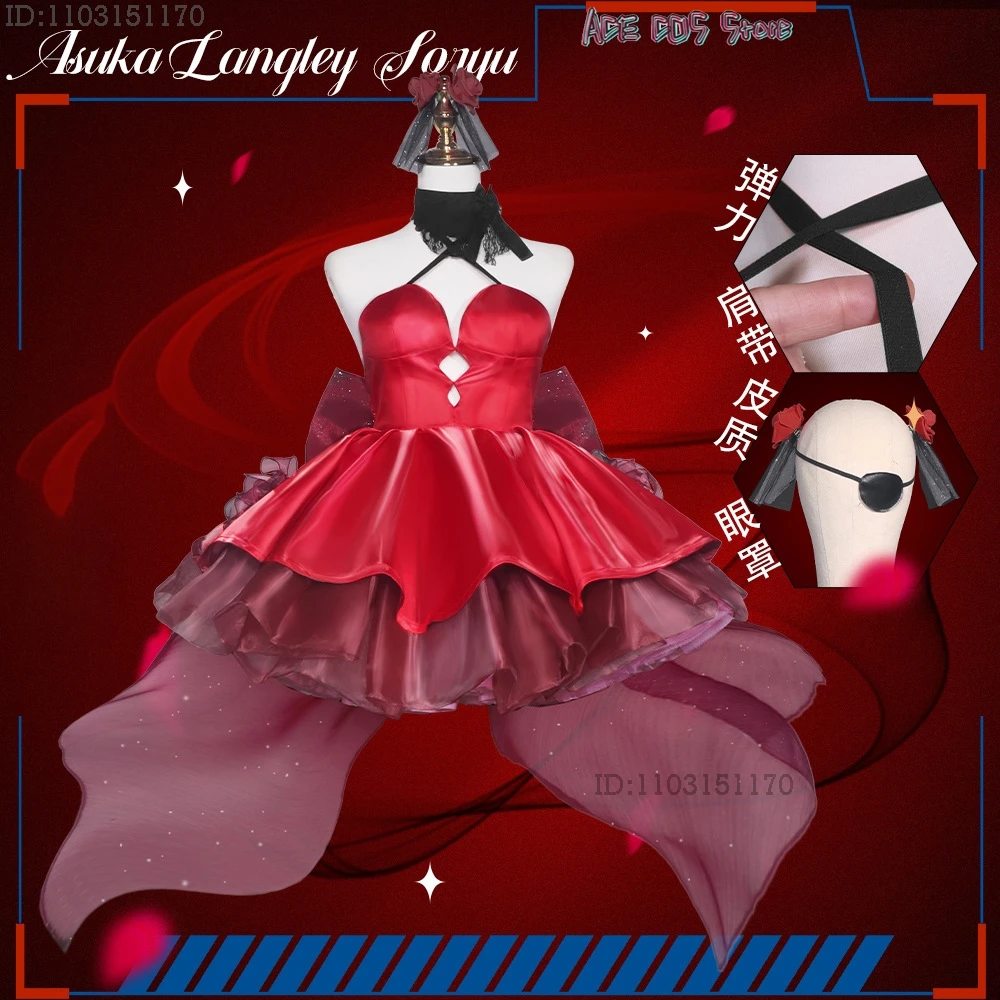 

Asuka x NIKKE The Goddess of Victory Langley Sohryu Red Dress Cosplay Costume Wig Fancy Ball Gown Women Halloween Party Outfit