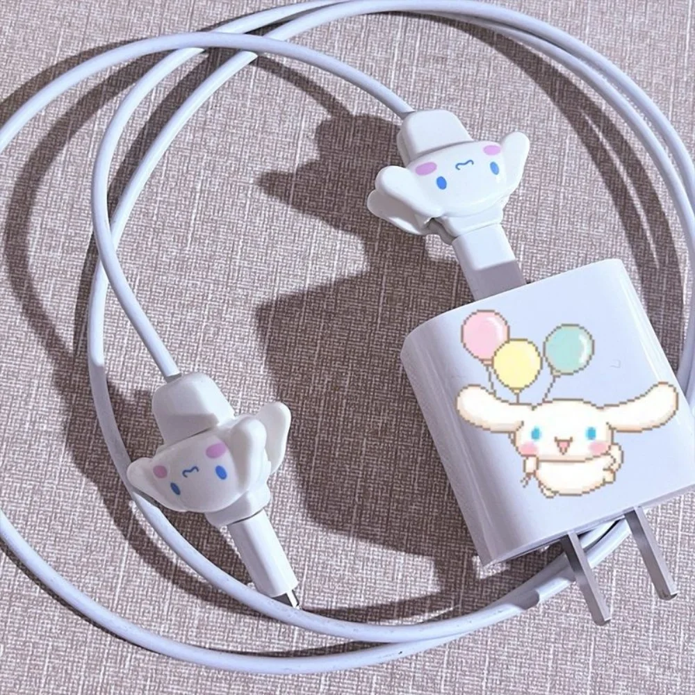 2 Stück/Set Hellokittys My Melody Ladegerät-Schutz für Schnellladekabel, Ladegerät-Kopf-Abdeckung, Kabelzubehör – Detail 3