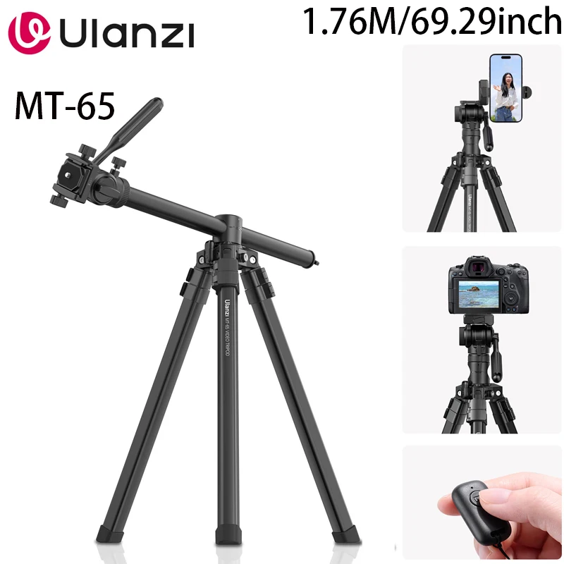 Ulanzi MT-65 para canon sony tripé aéreo 1.76m alumínio profissional câmera horizontal telefone móvel max fotografia suporte