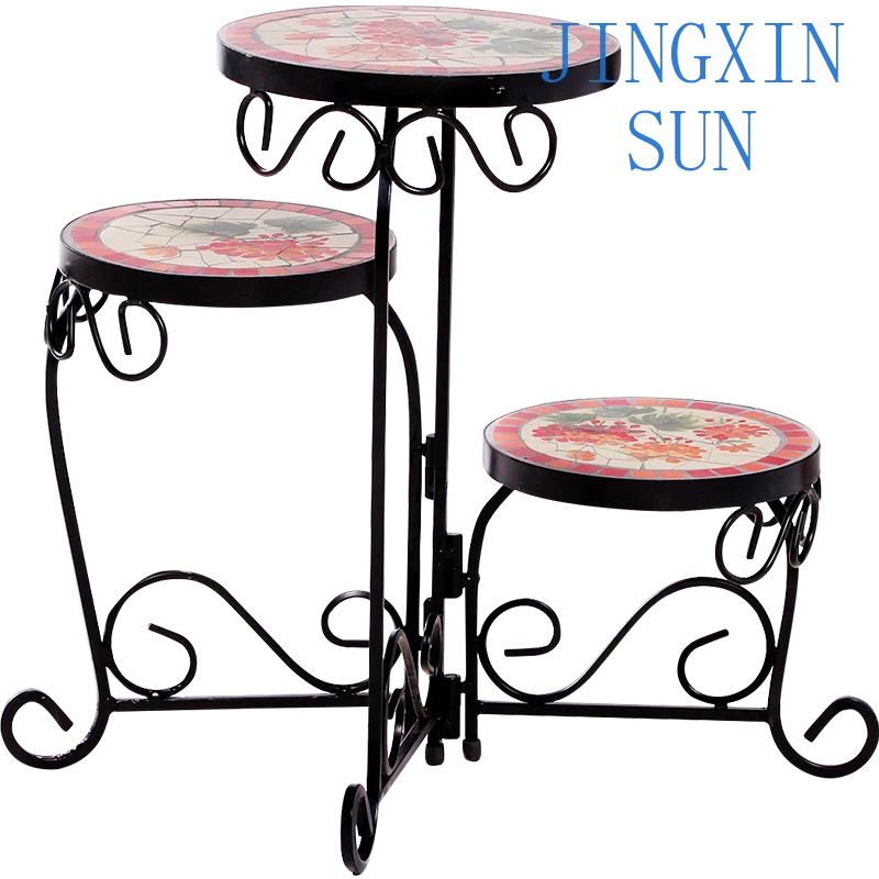 Garden ironworkwrought iron folding multi-layer floor-to-ceiling flower pot small flower stand balcony flower tray decoration ou