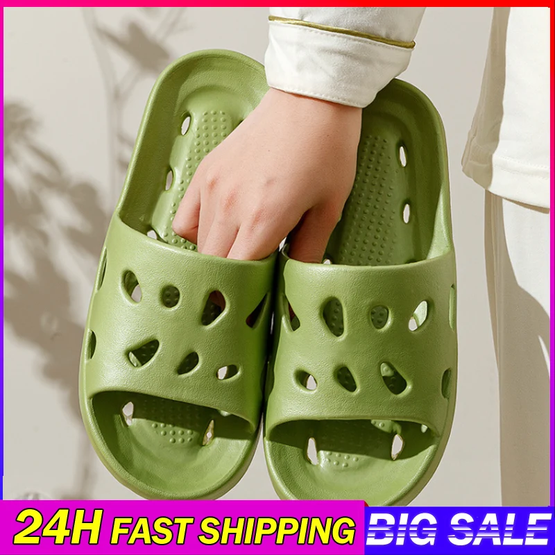 Sale Bathroom Slippers Quick-Drying Shower Hollow Out Waterleaky Indoor Summer Sole Eva Shoes Anti-Slip Flip Flops For Men Women