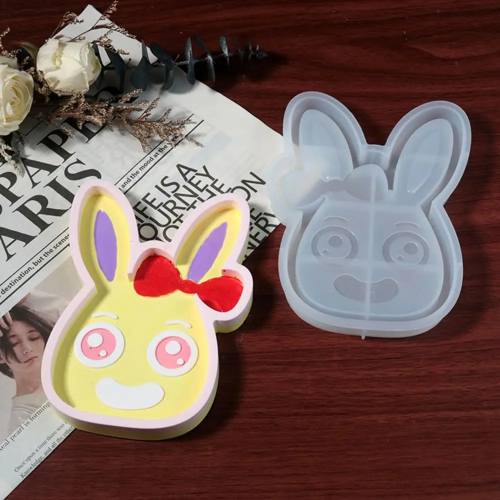 Easy To Use Creative Easter Tray Silicone Mold DIY Flexible Rabbit Silicone Mold Hollow Handmade Cute Coaster Mold Home Decor