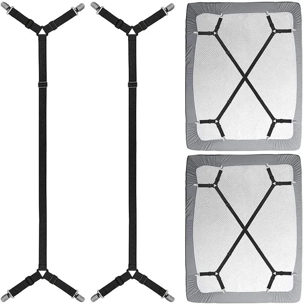 Adjustable Elastic Sheet Fastener Straps Flat Fit Sheet Clips for Mattress Cushions Sofa Covers Bed Sheets Holder Non Slip