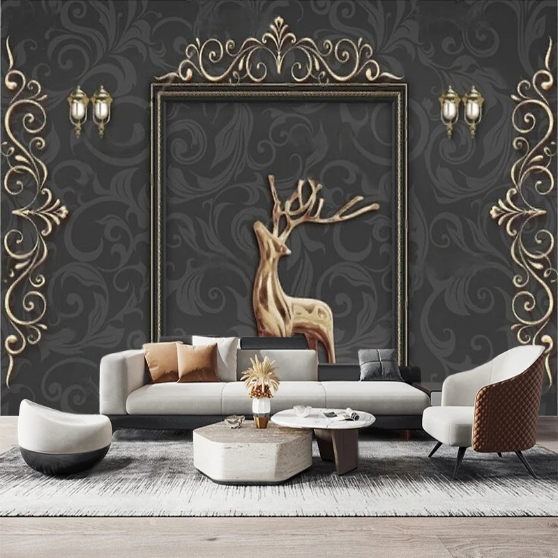 European-Style Vintage Pattern Metal Elk Relief Decoration For Wall Paneling Featuring An Exquisite Custom-Made Mural On The Wal