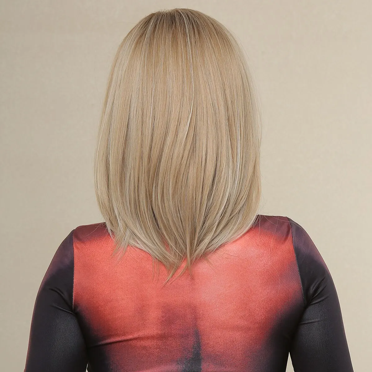 Short Straight Bob Wigs For Black Women Blonde Wigs With Bangs Dark Roots Hair Replacement Heat Resistant Lolita Cosplay Wig