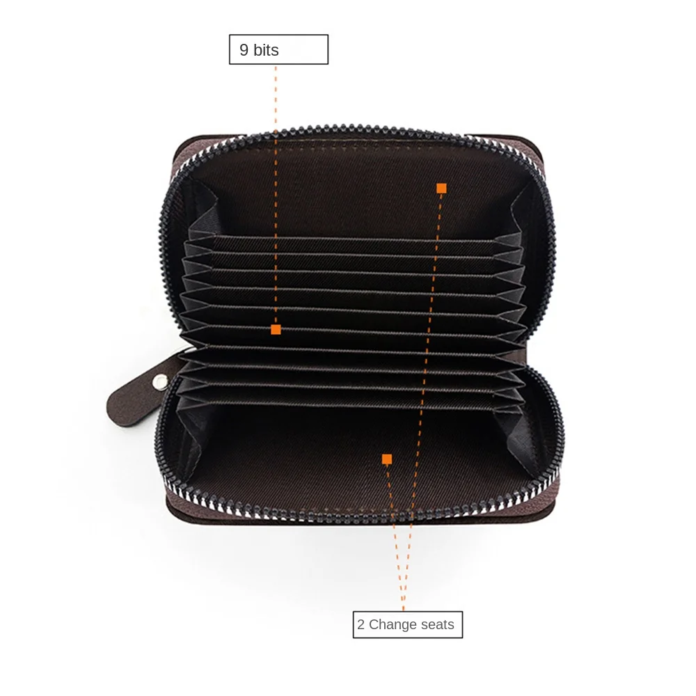 Retro PU Card Case Portable Multi-functional Zipper Wallets Multi Card Solid Color Credit Card Holder Women Men