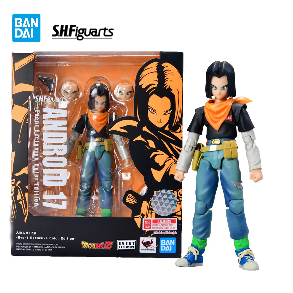 

In Stock Bandai S.H.Figuarts Dragon Ball Android 17 Anime Action Collection Figure Model Kit Birthday Gifts Toys for Children