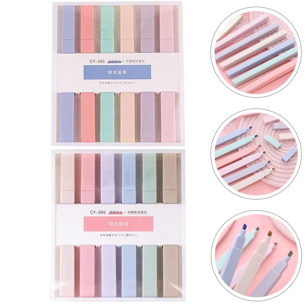 12pcs Fluorescent Pens Water-Based Ink Long-Lasting Color For School Office Study Multi-Function Highlighter Pen Portable Book