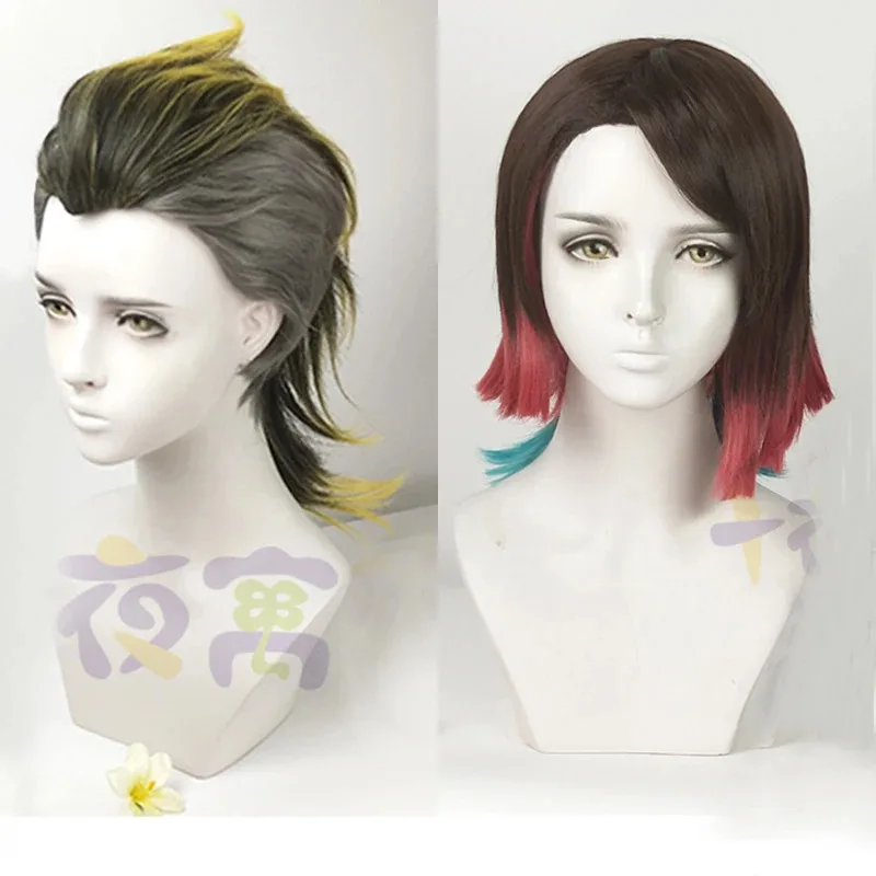 Zizi 2025 anime shinazugawa genya enmu sonho peruca cosplay gradiente resistente ao calor cabelo festa de halloween role play perucas + grátis