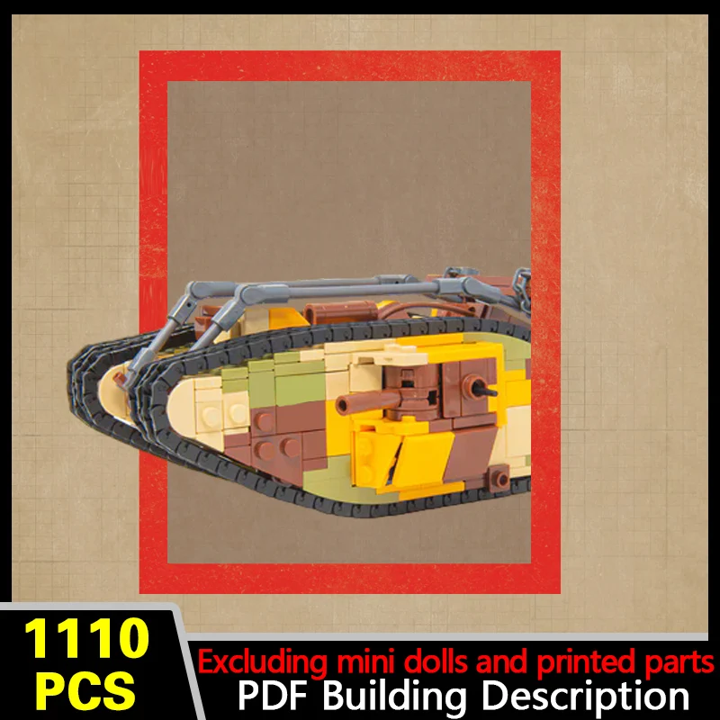 Mark IV Heavy Military Tank Model MOC Building Bricks War Equipment Modular Technology Gifts Holiday Assemble Children Toys Suit
