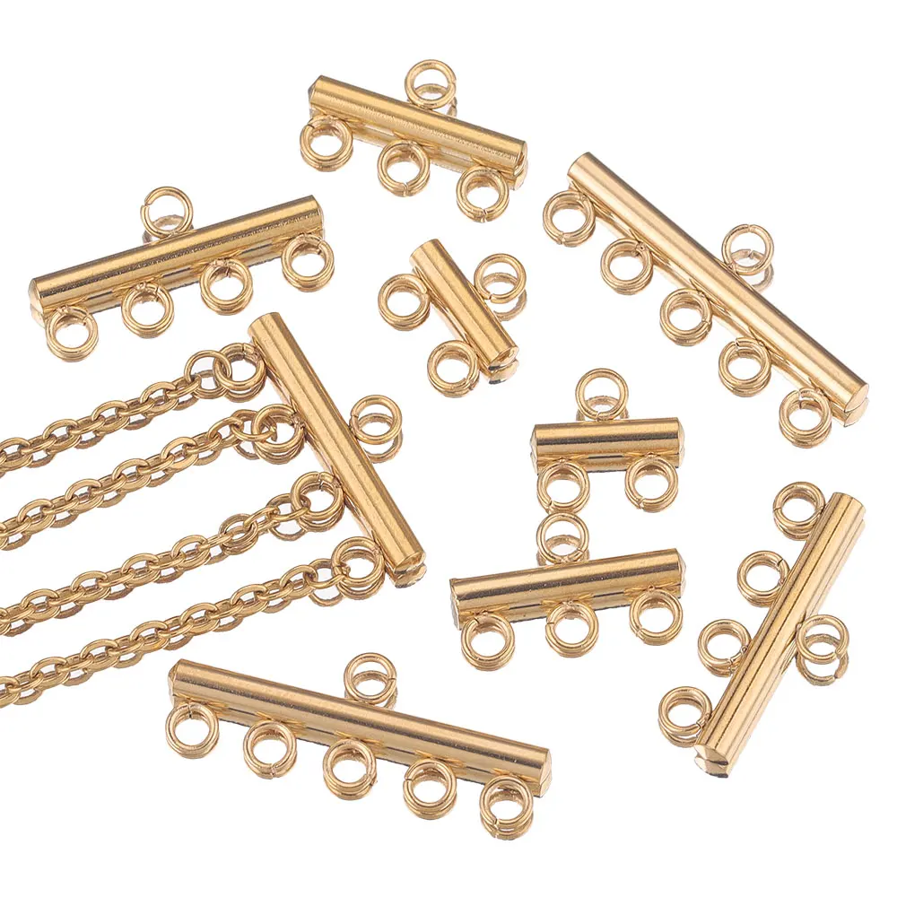 

10pcs/lot Stainless Steel Multi Layer Clasp Strand Connector Jewelry Making Supplies Plated Gold Chain Bails Necklace Bracelet