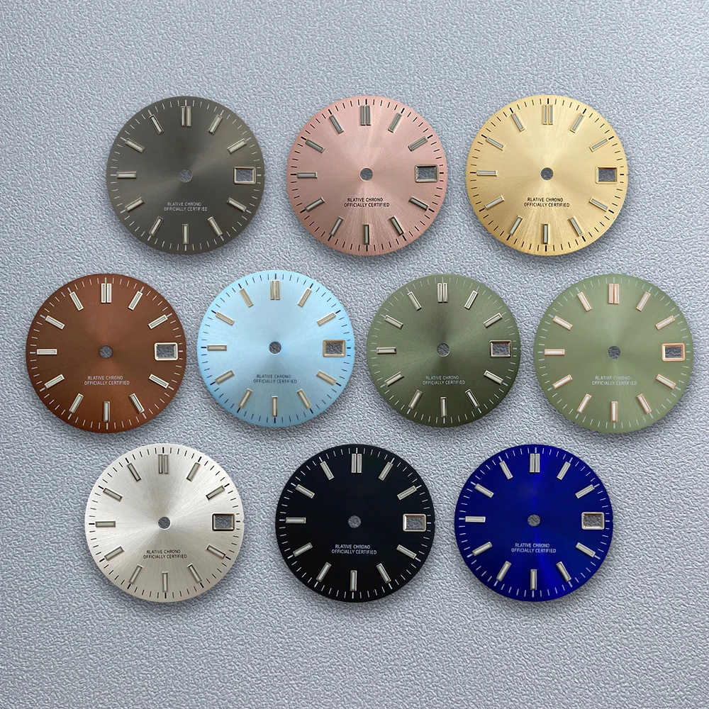 

28.5mm S Logo Sunray Dial Fit NH35/NH36/4R/7S Japanese Movement Green Luminous High-Quality Watch Modification Accessories