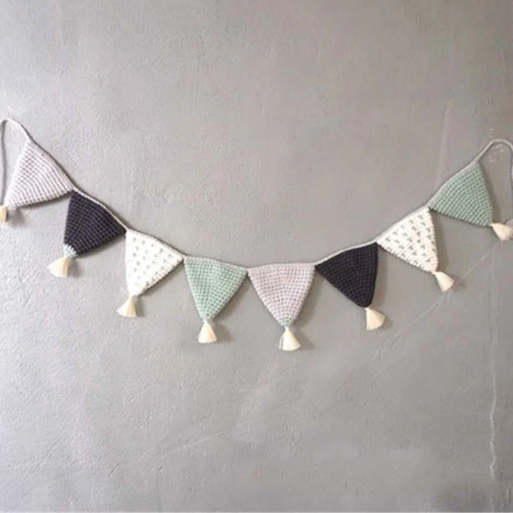

Crochet Banner Cotton Bunting Garland Pennant Decor Kids Room Nursery Baby Shower Party Cotton Bunting Banner Wall