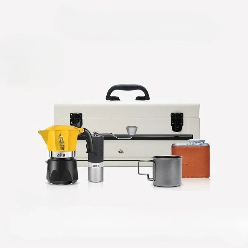 

Camping Coffee Box Mocha Pot Outdoor Gift Box Coffee Camping Equipment Full Set