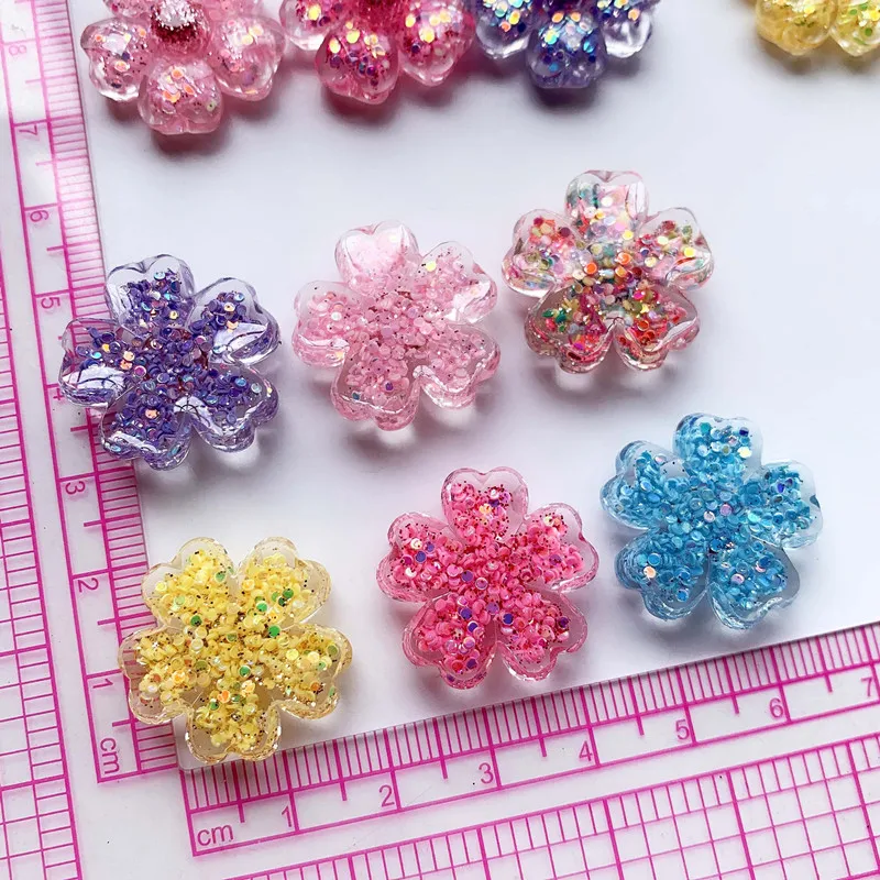 

10Pcs Transparent Bright Slice Flower Resin DIY Shoes Hat Icebox Barrette Mobile Phone Case Scrapbook Cream Glue Flat Back Resin