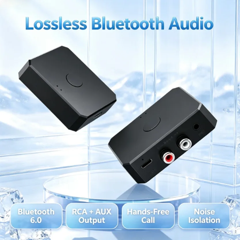 Car Bluetooth 6.0 Audio Receiver RCA AUX Wireless Adapter Handsfree Calling Navigation Broadcast For Old Car Stereo Player