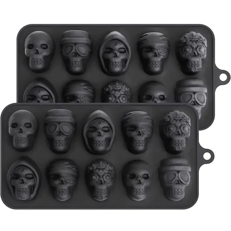 10 Grids Skull Ice Cube Mold Silicone Ice Cube Tray Cube Maker DIY Whiskey Cocktail Ice Ball Mold Chocolate Pastry Mould