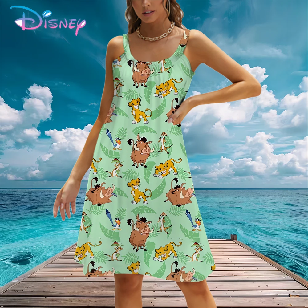 

Sling Disney's The Lion King Women's Beach Dress Cheap Clothes Lovely Kawaii Street Wear Elegant Party Dresses 2024 Summer Y2k