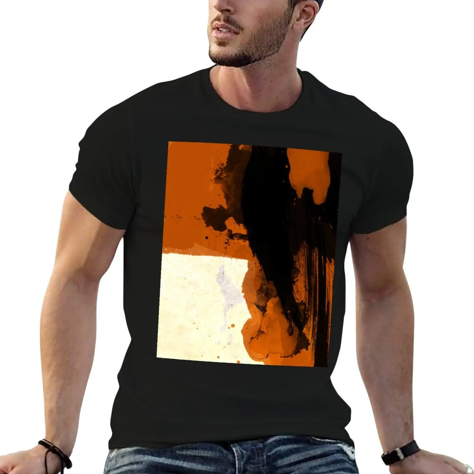 

Minimal Orange on Black T-Shirt man t shirts for men t shirt for man 100 percent cotton essential t shirt T-shirt