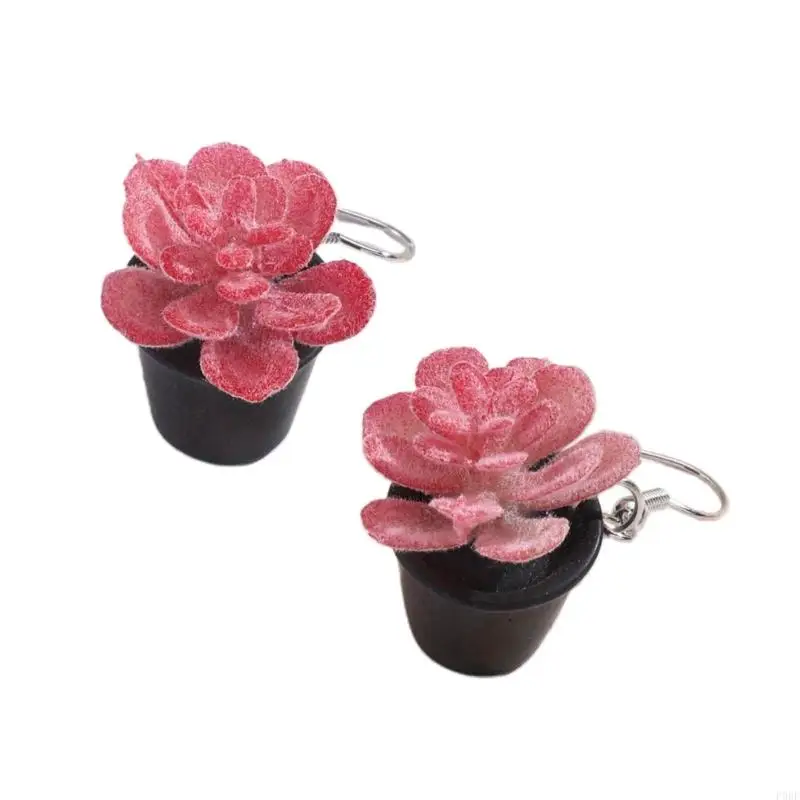 P0RF Exquisite Resin Succulent Earrings Ssmall Bonsai Earrings Jewelry Ornament Thoughtful Gift for Plant Enthusiast