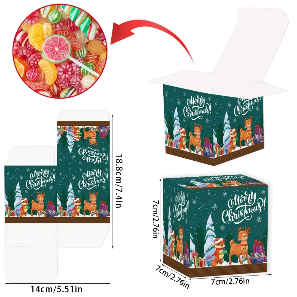 2024 6pcs/set Christmas Candy Box 7x7x7cm White Cardboard Gift Box Merry Christmas Snowflake Storage Box Kids