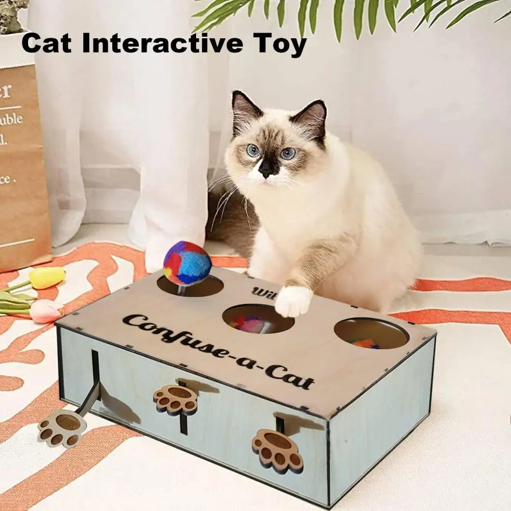 Whack-a-mole Cat Toy Cat Toy Cat Whack-a-mole Toy Engaging Solid Wood Game for Indoor Cats Stimulating Kitten Catch Mice