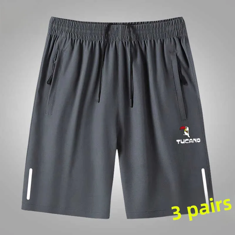 

TUCANO Men's Summer Thin Casual Qui Dry Ice Silk Fitn Loose Large Size Sports orts Mid-Length Breathable Comfortable