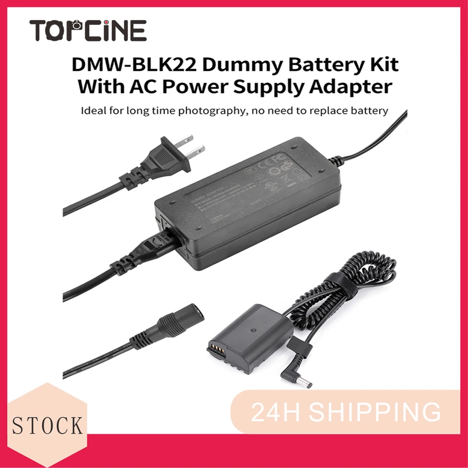 

Topcine DMW-BLK22 Dummy Battery with AC Power Supply Adapter For Panasonic Lumix GH6,GH5 II,DC-S5,S5 II,S5 IIX,S5K Camera