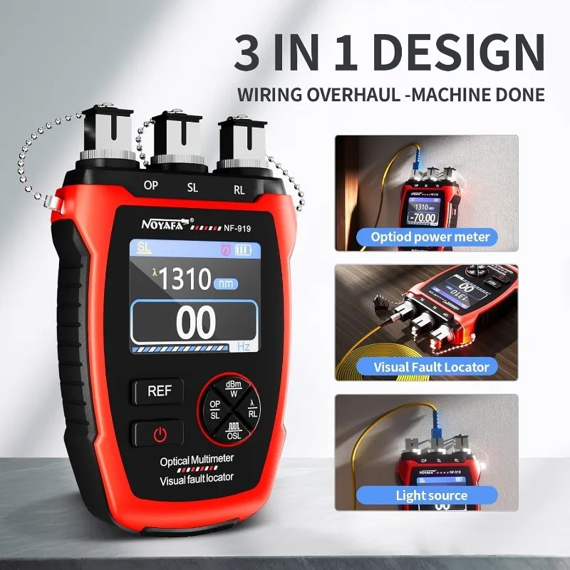 NOYAFA NF-919 Optical Power Meter, 3 in 1 Fiber Optic Cable Tester with Light Source Function &10KM Visual Fault Locator
