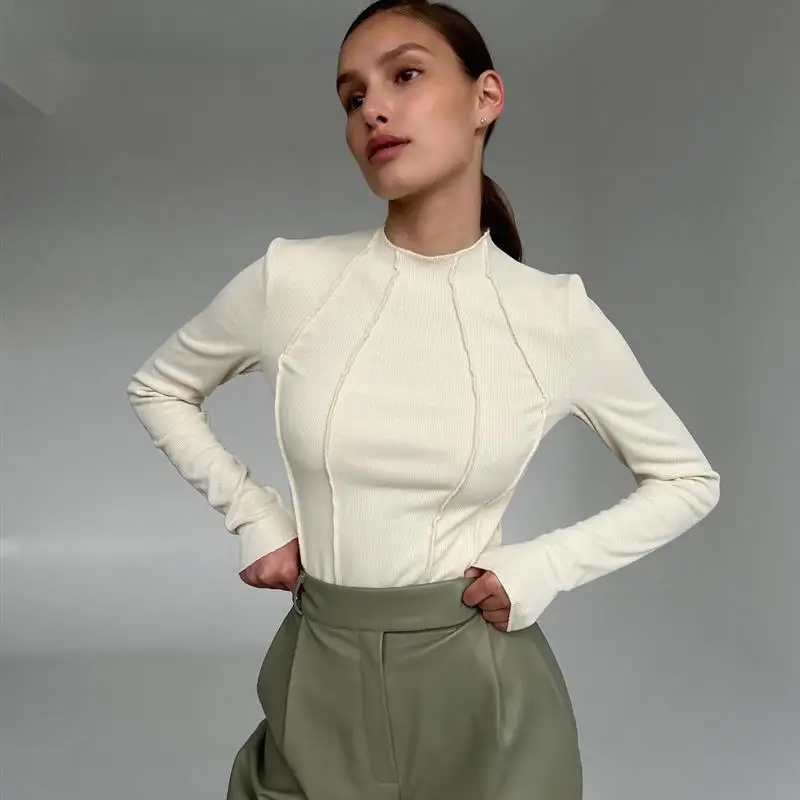 Camiseta larga Sve para mujer, camiseta Sexy de calle Sle, nueva capa interior, Top cómodo de ajuste Regular, camiseta Faion para otoño e invierno para mujer