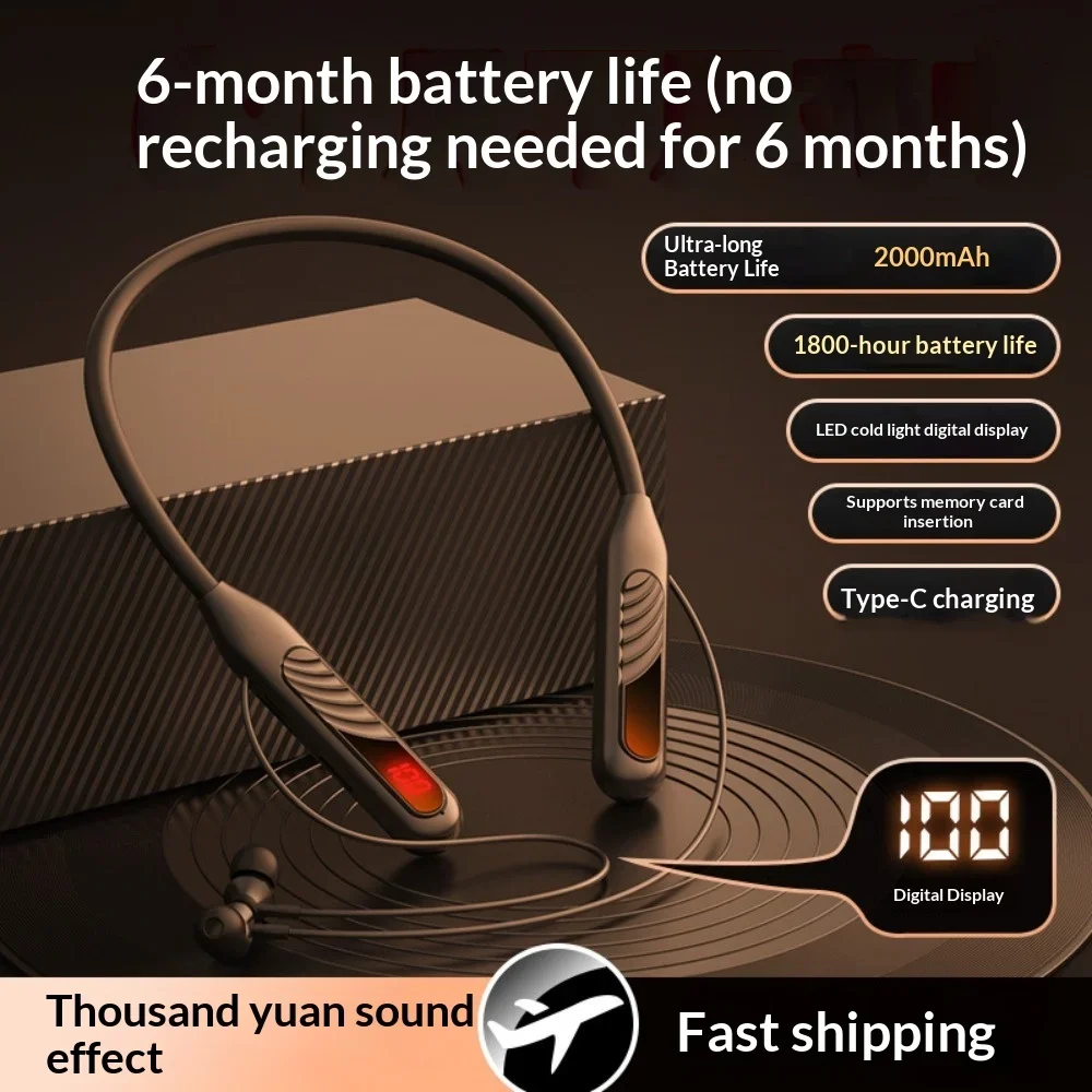 Neck-hung Bluetooth Headphones 2025 New Fashionable Noise Cancellation Ultra-Long Battery Life Non-In-Ear Imperceptible Wearing