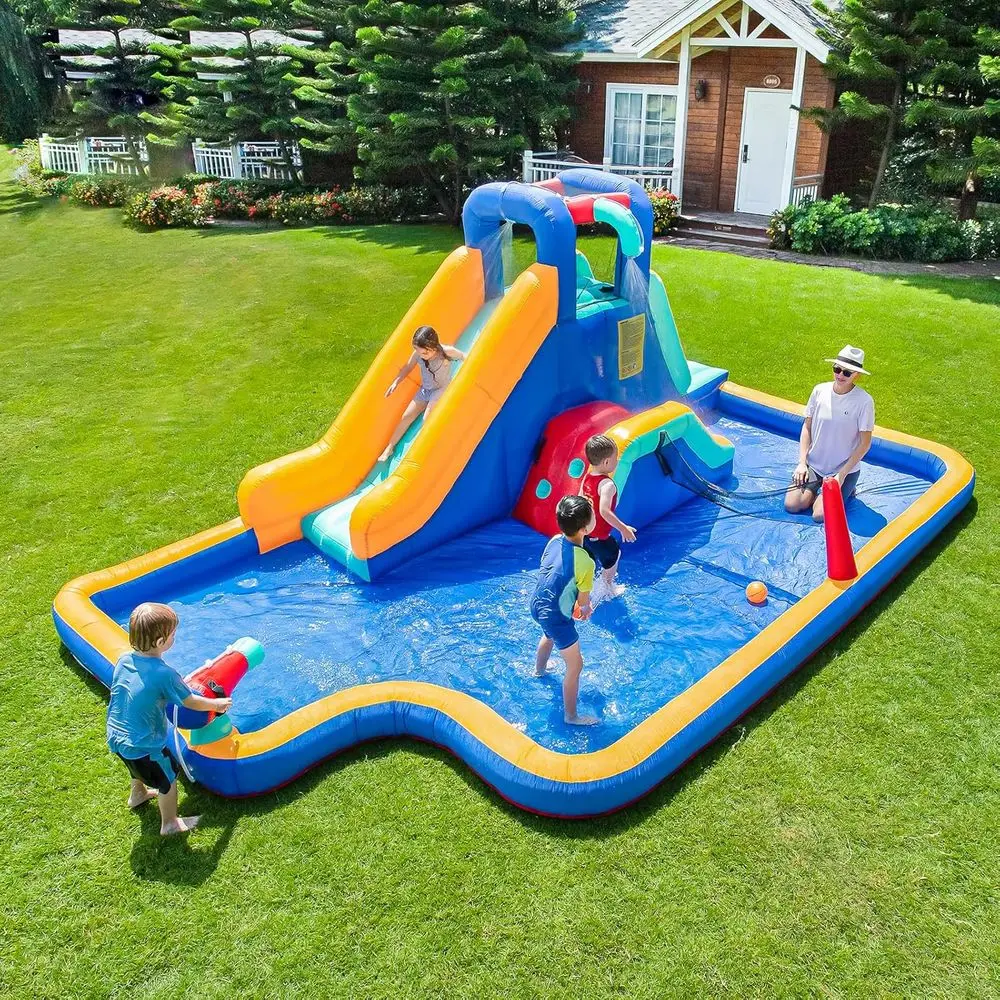 Maison de rebond, château gonflable avec toboggan pour intérieur/extérieur, château Iatable avec mur d'escalade, souffleur d'air, piscine d'eau pour enfants, 203