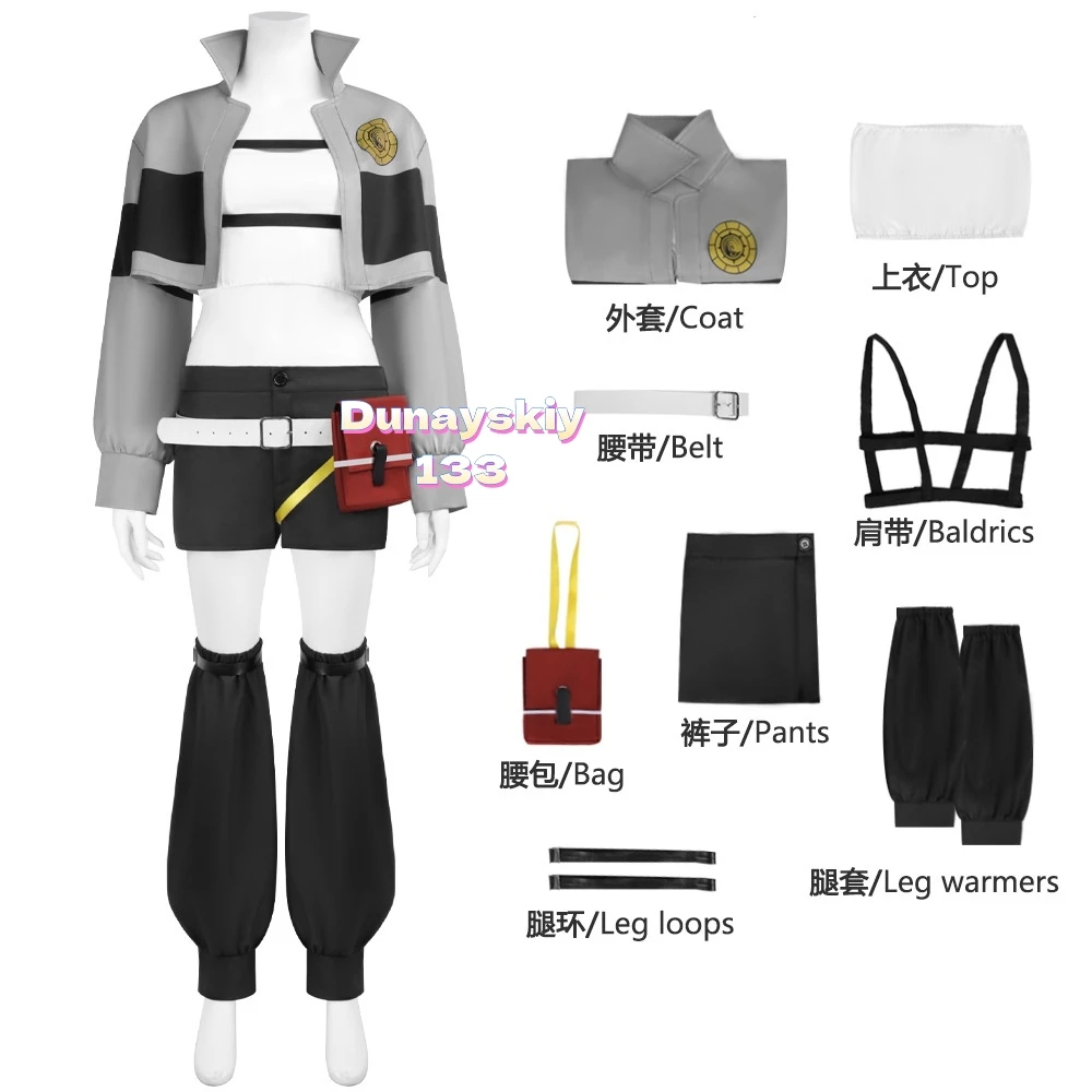 حزمة شعر مستعار كوسبلاي من GACHIAKUTA Riyo - زي Punk Jirai Kei Y2K: سترة قصيرة، شورت، باروكات + حقيبة ملابس عصرية