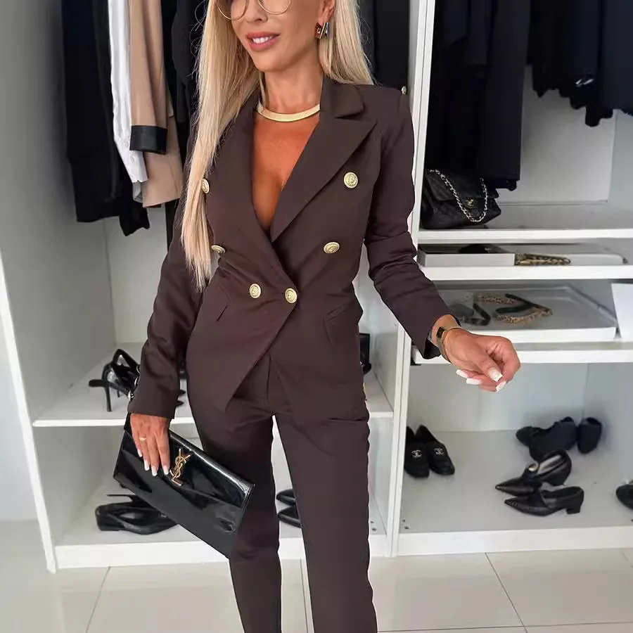 Women's Professional Blazer Double-breasted Suit Jacket Women's Top 3031-1 Women's Formal Evening Gowns Clothes Elegant Sexy