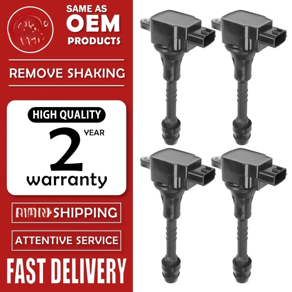4PCS 22448 6N015 Ignition Coil For Nissan Sentra Almera N16 Primera P11 P12 1.6 1.8 AIC-4004G 224486N010 224486N011 224486N012