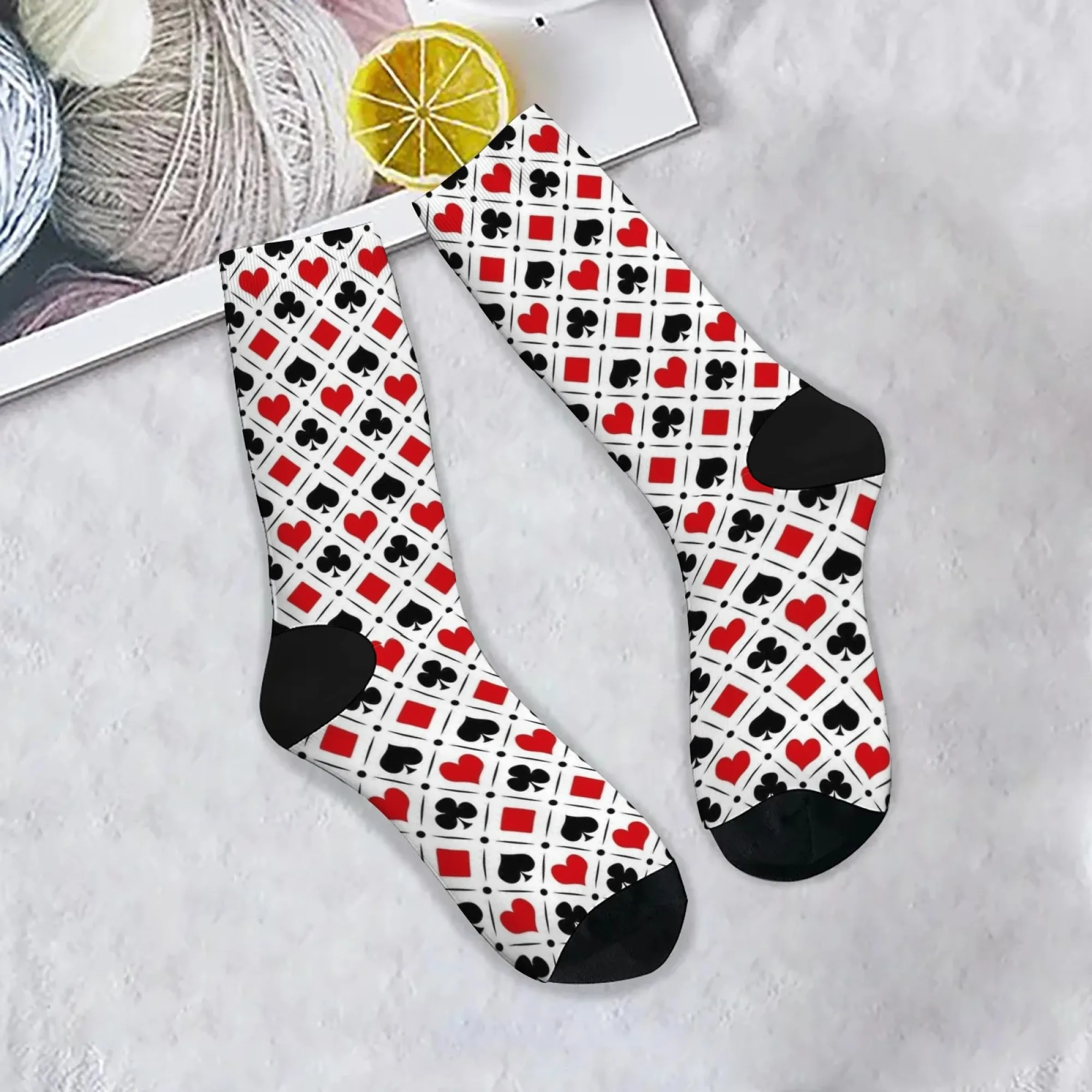Playing Card Socks Durable Lightweight Wrinkle-resistant Mens Socks Cycling Hiking Camping Fun Party Crazy Rock Streetwear Socks