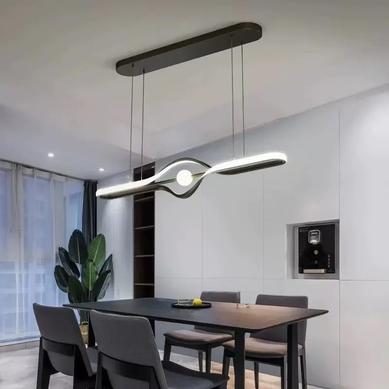 Stylish Long Strip Spiral Shape Hanging LED Pendant Lights Art Creative Lustre Lamps for Living Room Home Decoration Chandelier