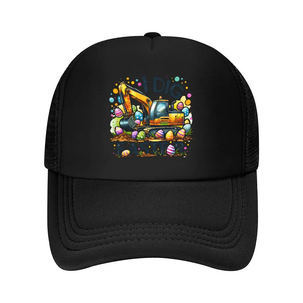 I Dig Easter Excavator 2026 Mesh Baseball Cap Dad Hat Hip Hop Snapback Cap