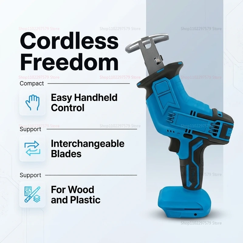 Cordless Electric Reciprocating Saw  Handheld Power Saw for Wood Metal Pipe Cutting outdoor DIY Remodeling Tool without Battery