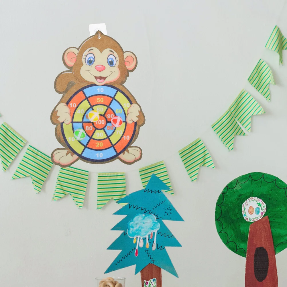 2Sets Sticky Ball Board Cartoon Dart Board Game Party Set Kids Indoor Interactive Hand Eye Skill Sticky Ball Game