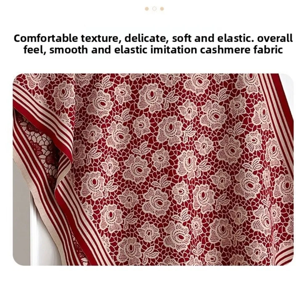 

Элегантный роскошный шарф из искусственного кашемира, двусторонний цветочный узор, зимняя шаль, ветрозащитный толстый теплый шарф-одеяло, зимний сезон